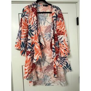 CBR Exclusive Selection Tropical Palm Print Kimono Cardigan XL LZR9632C NWT